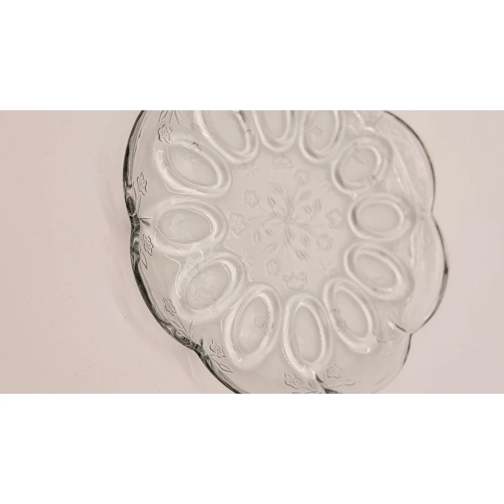 Anchor Hocking Savannah Clear Glass Deviled Egg Plate 12 Inch Platter 15824 USA